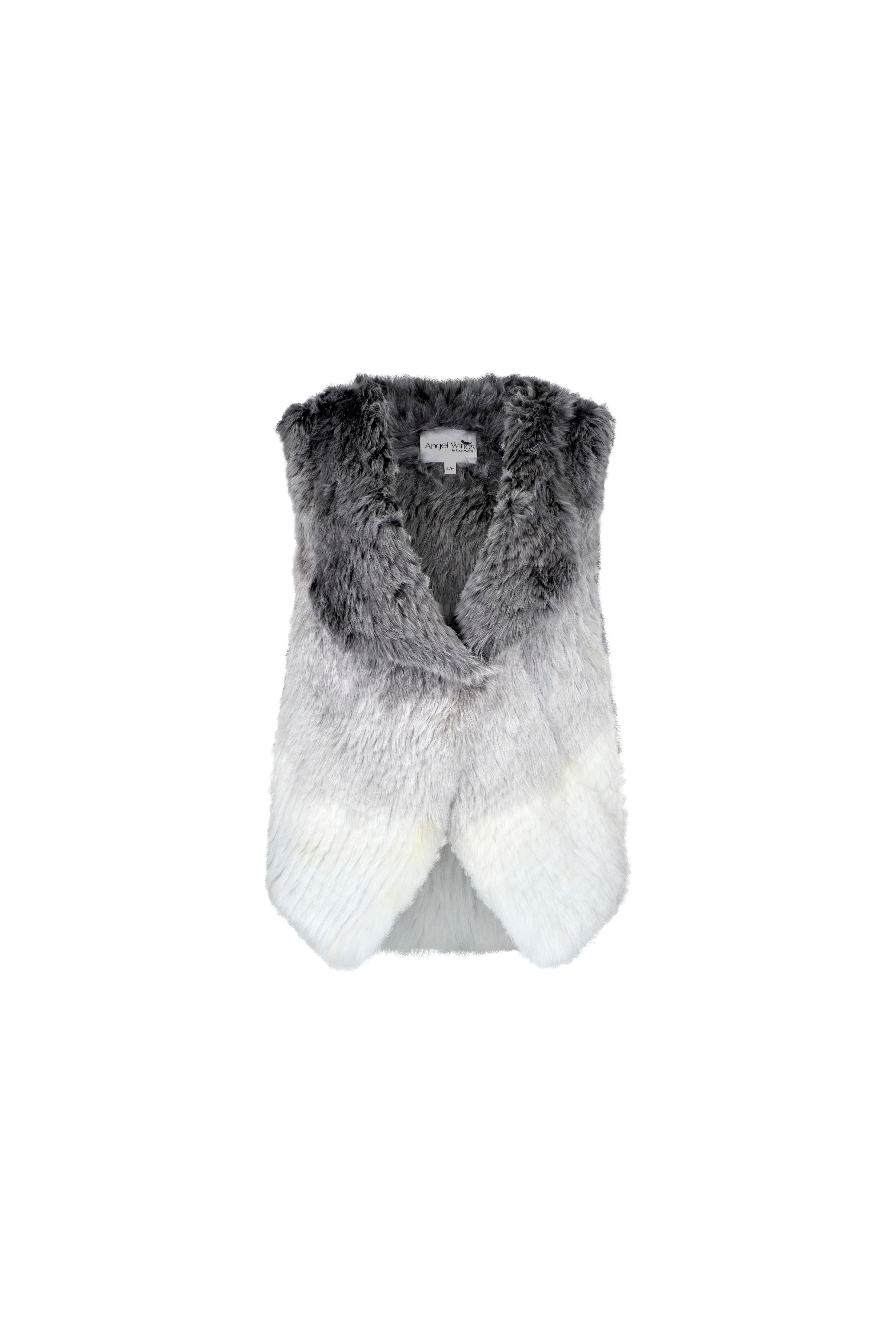 Rabbit Fur Vest – Pale Grey Ombre