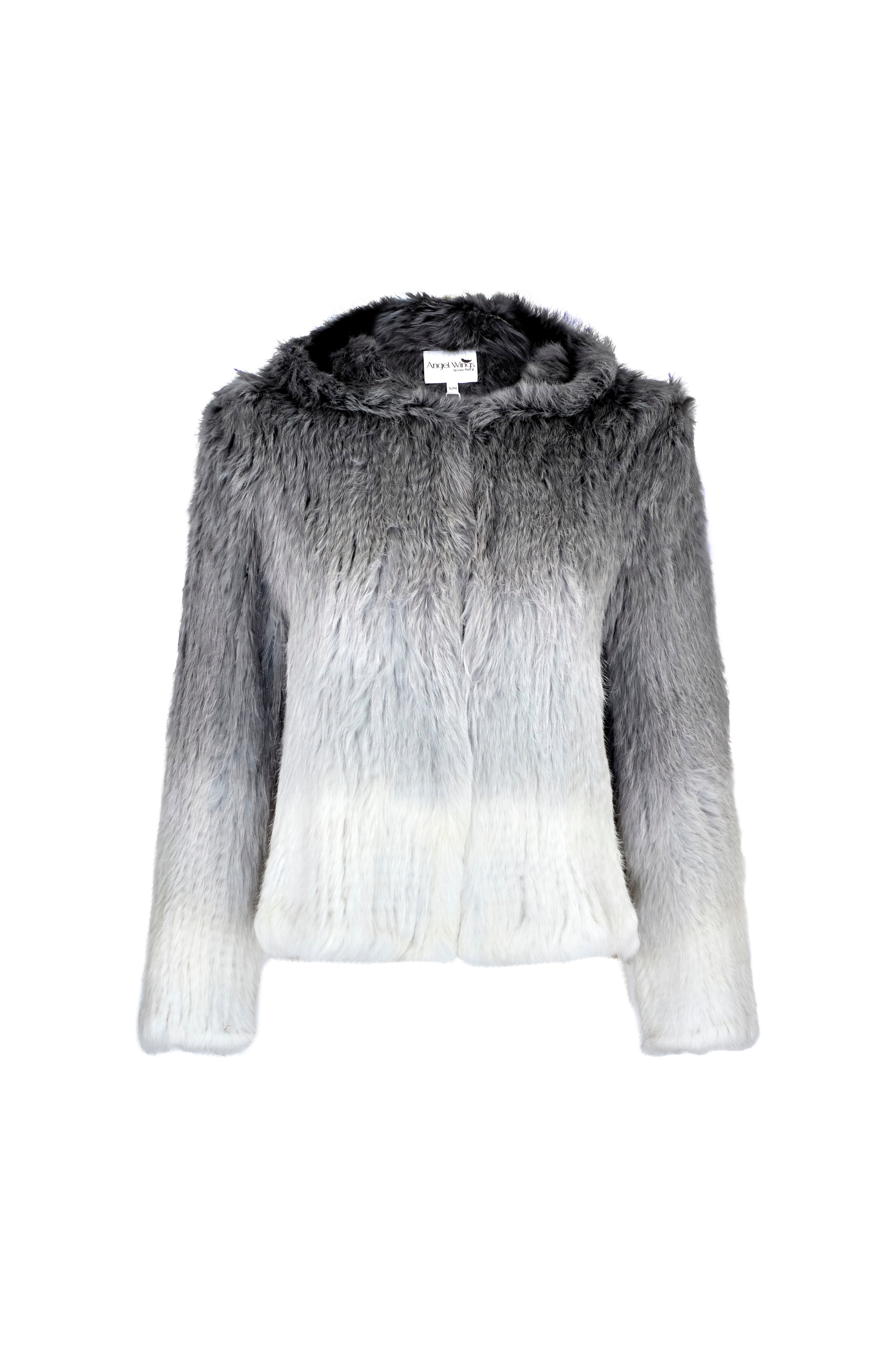 Rabbit Fur Crop – Grey Ombre