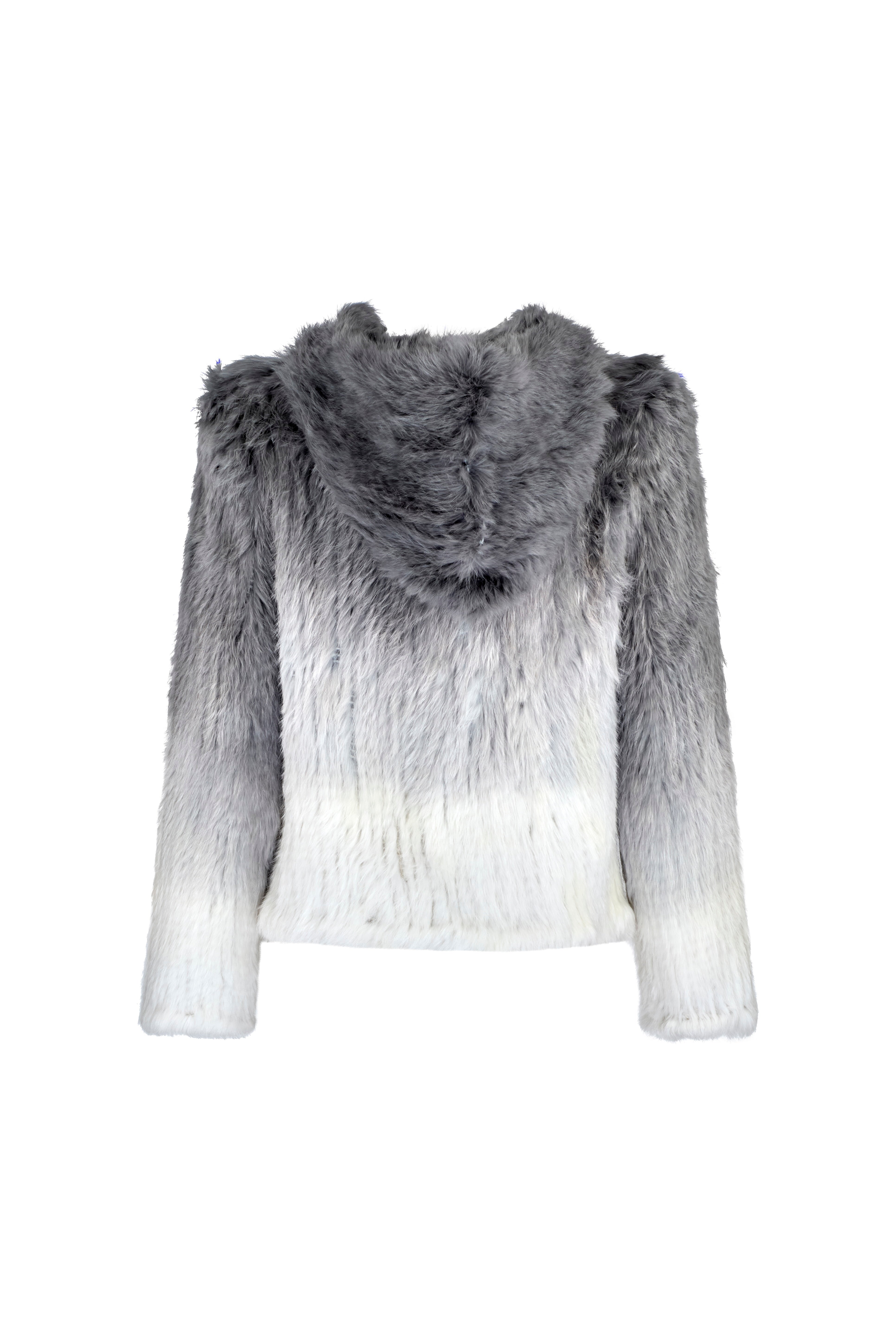 Rabbit Fur Crop – Grey Ombre