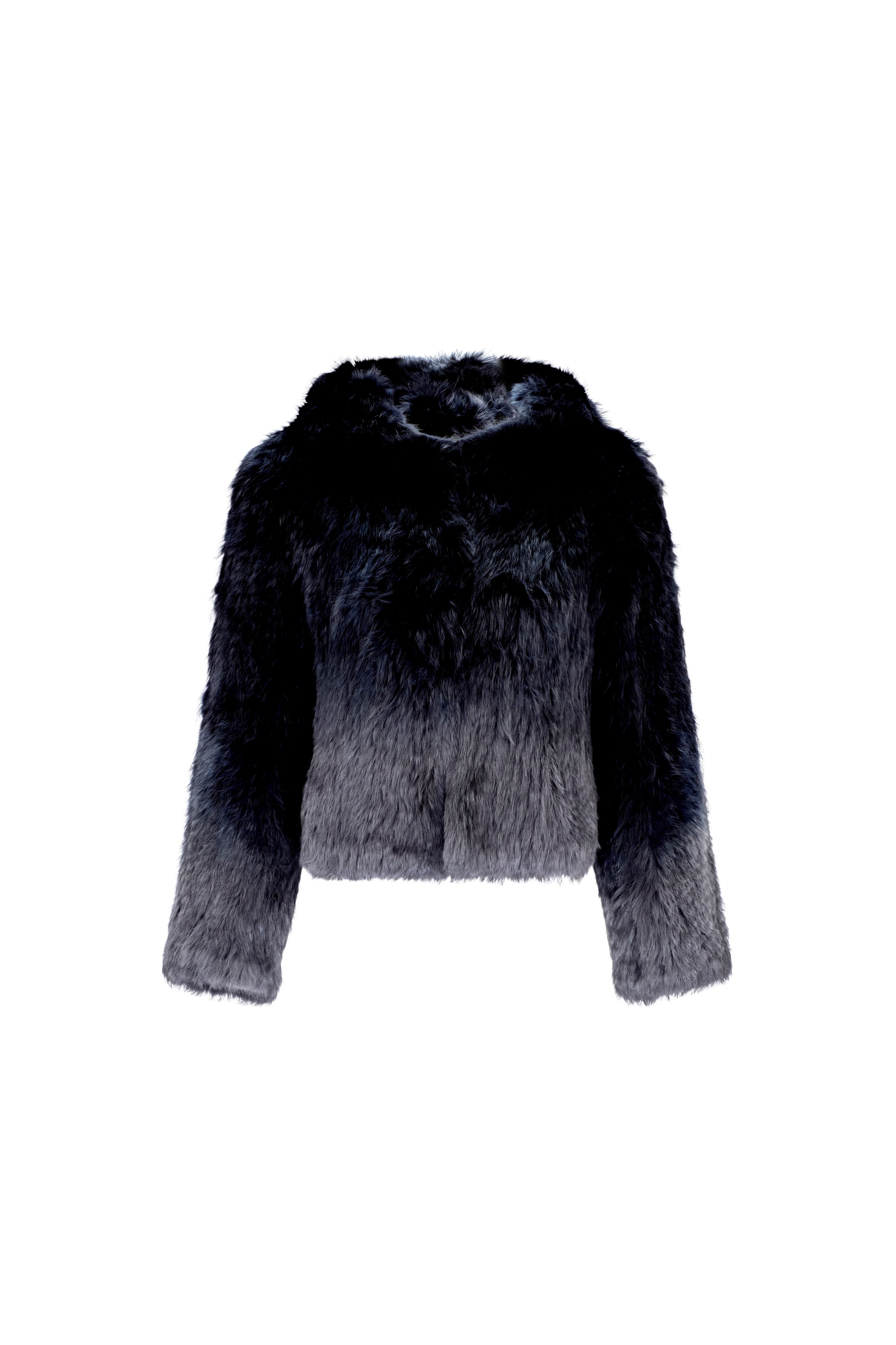Rabbit Fur Crop - Charcoal Dip-Dye