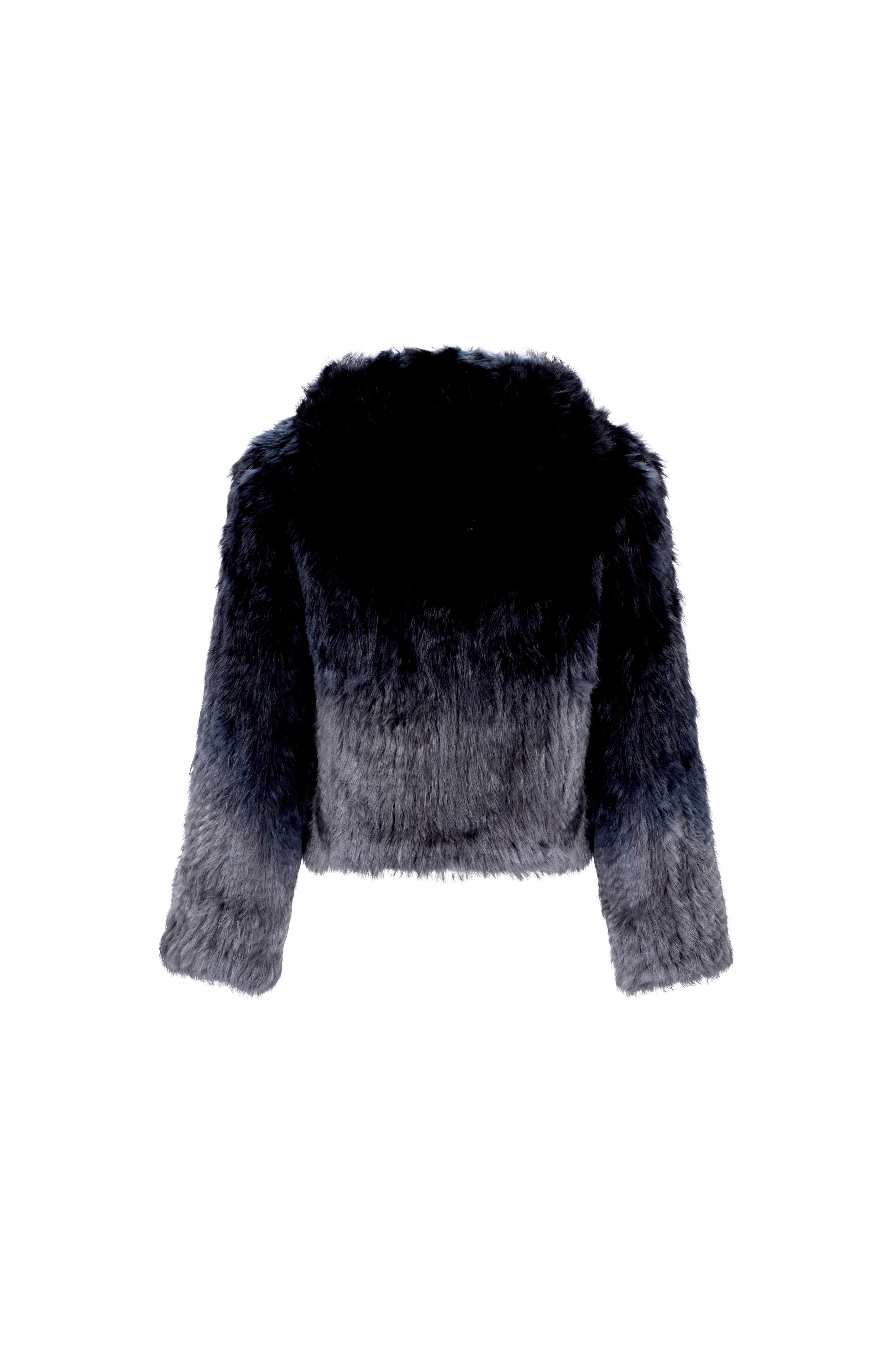 Rabbit Fur Crop - Charcoal Dip-Dye