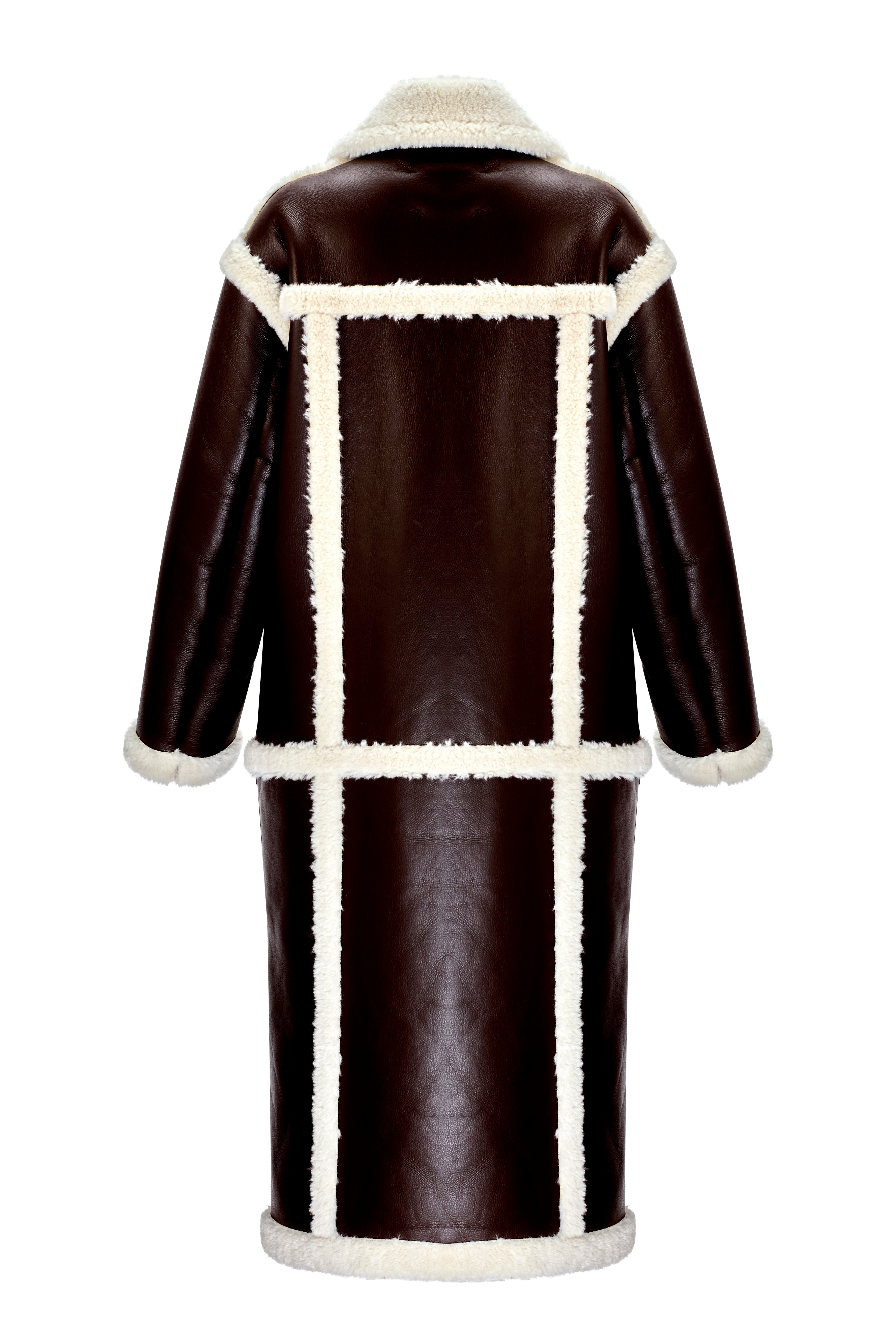 Faux Leather and Shearling Trench