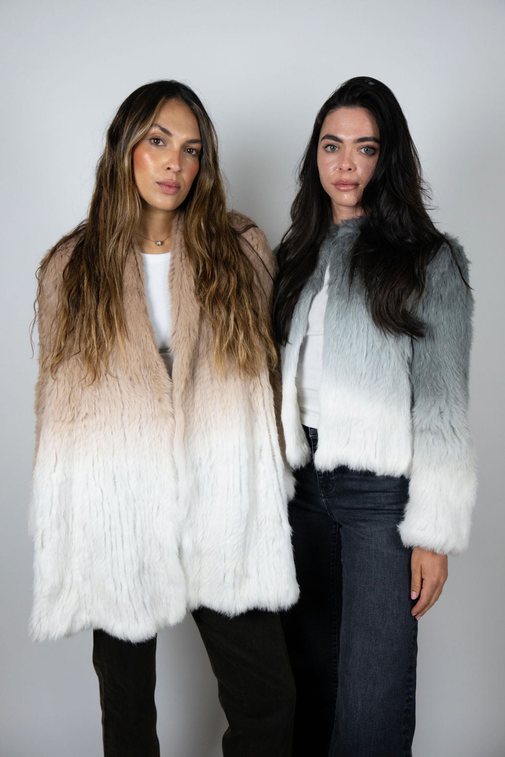 Rabbit Swing Coat - Beige Dip-Dye