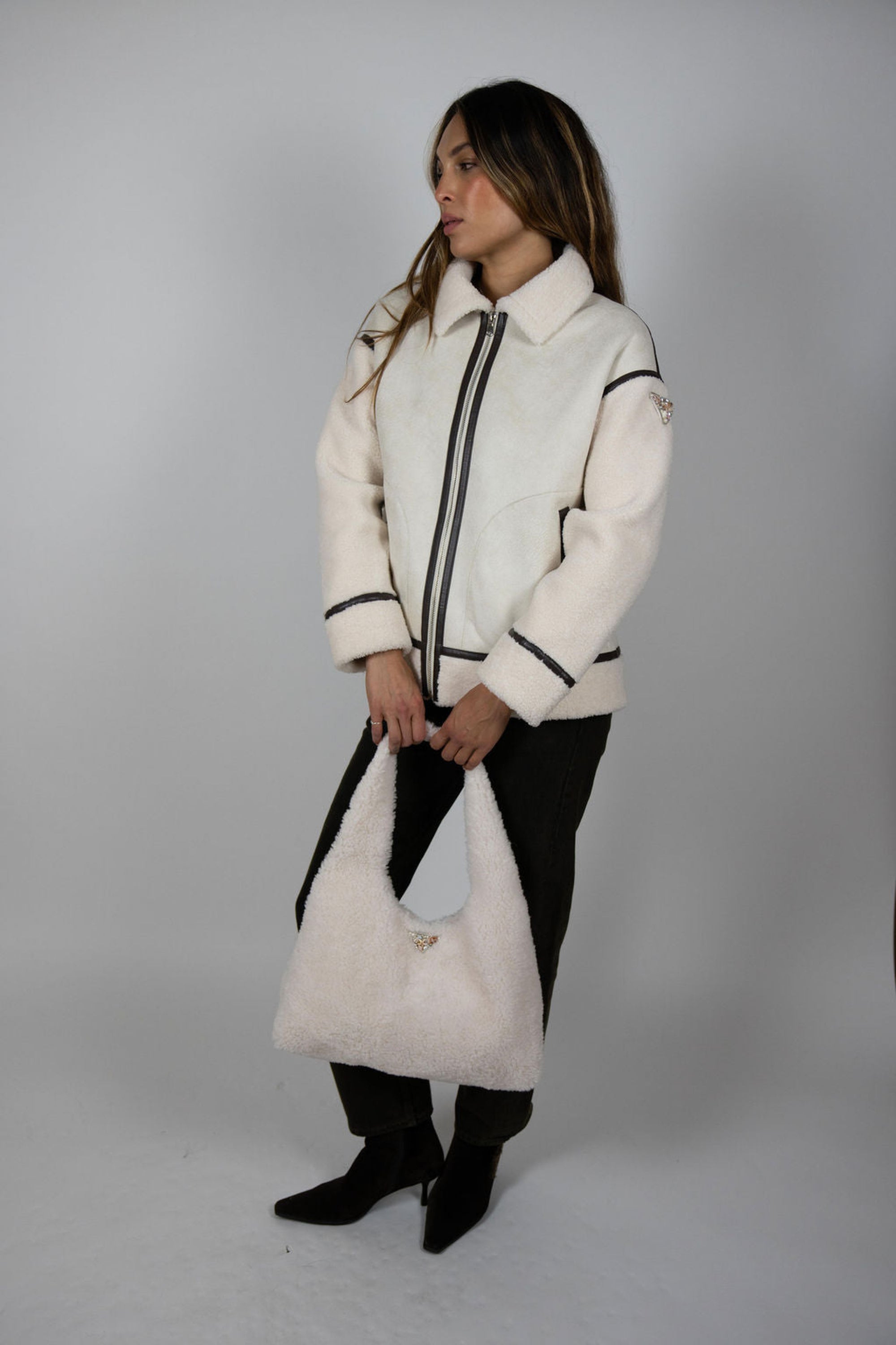Vendettas leather trim jacket