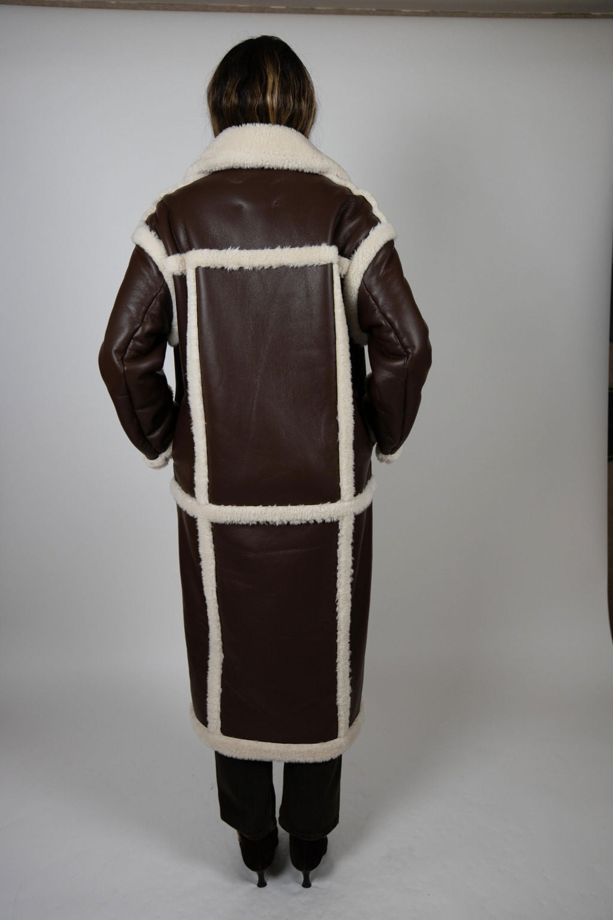 Faux Leather and Shearling Trench