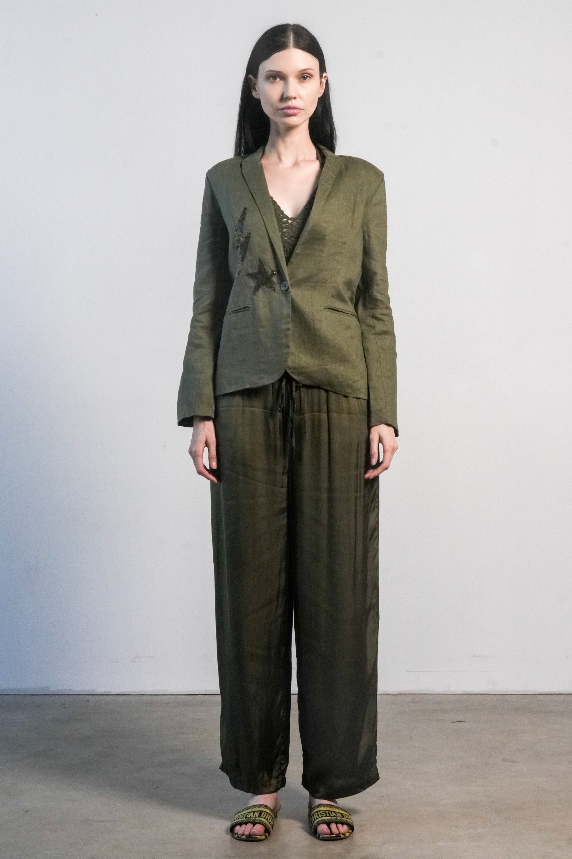 Paris Linen Jacket - Olive