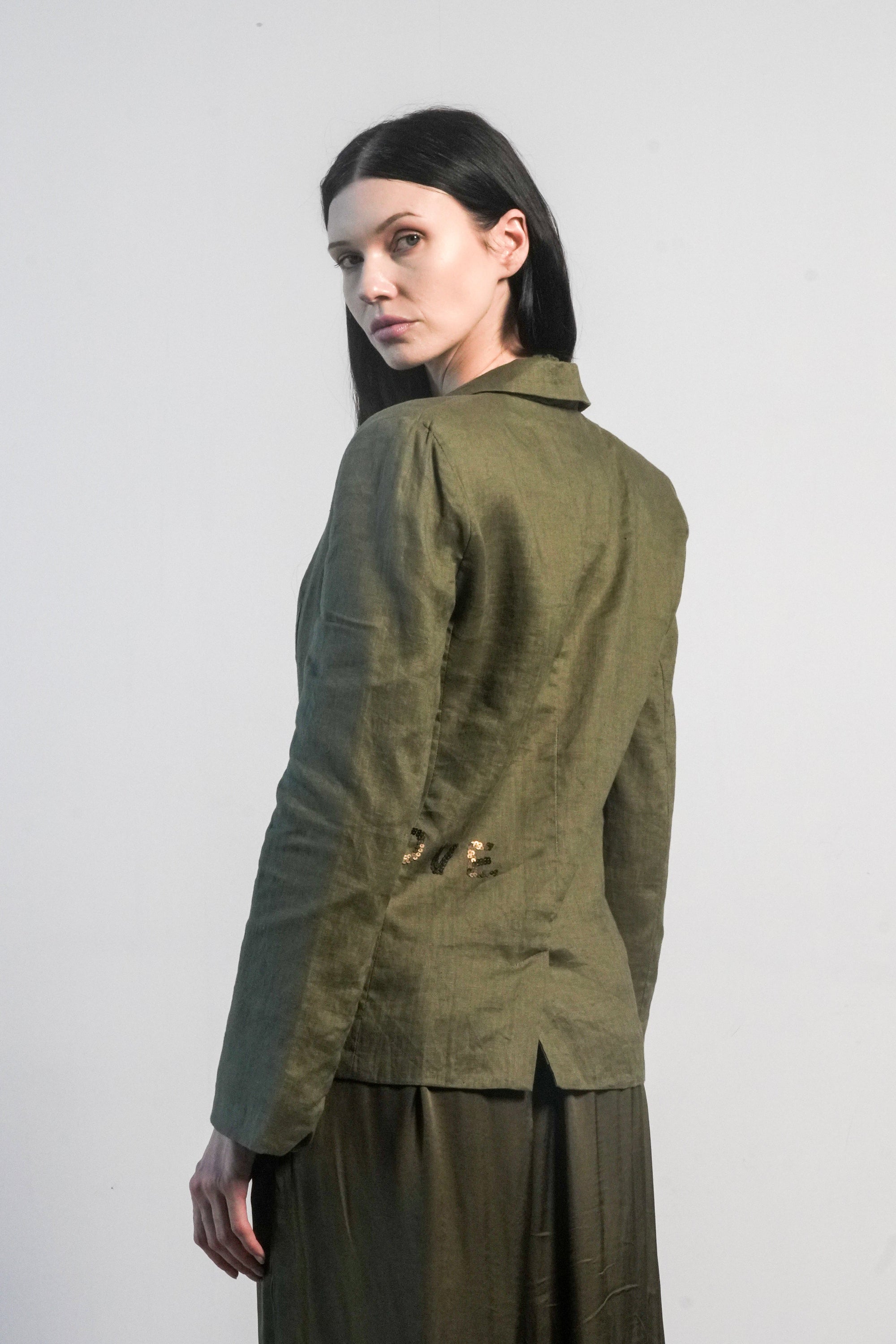 Paris Linen Jacket - Olive