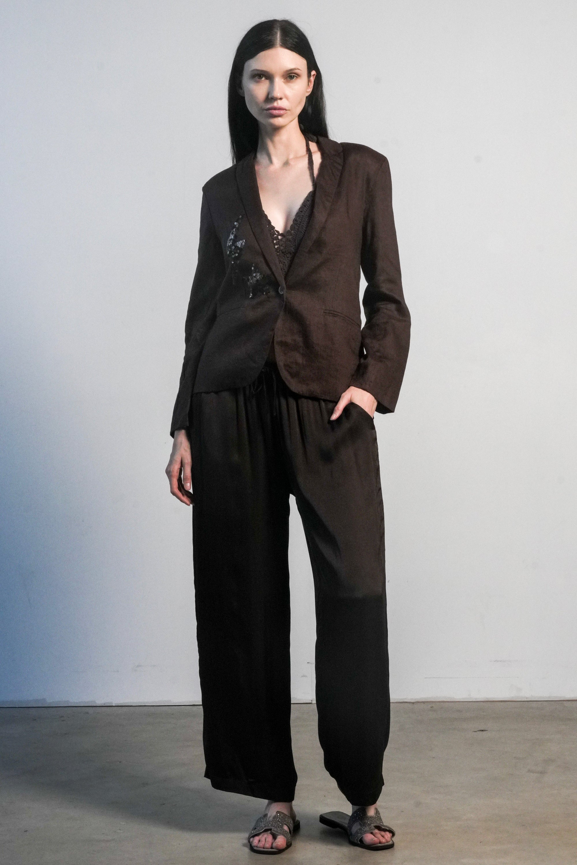 Paris Linen Jacket - Chocolate