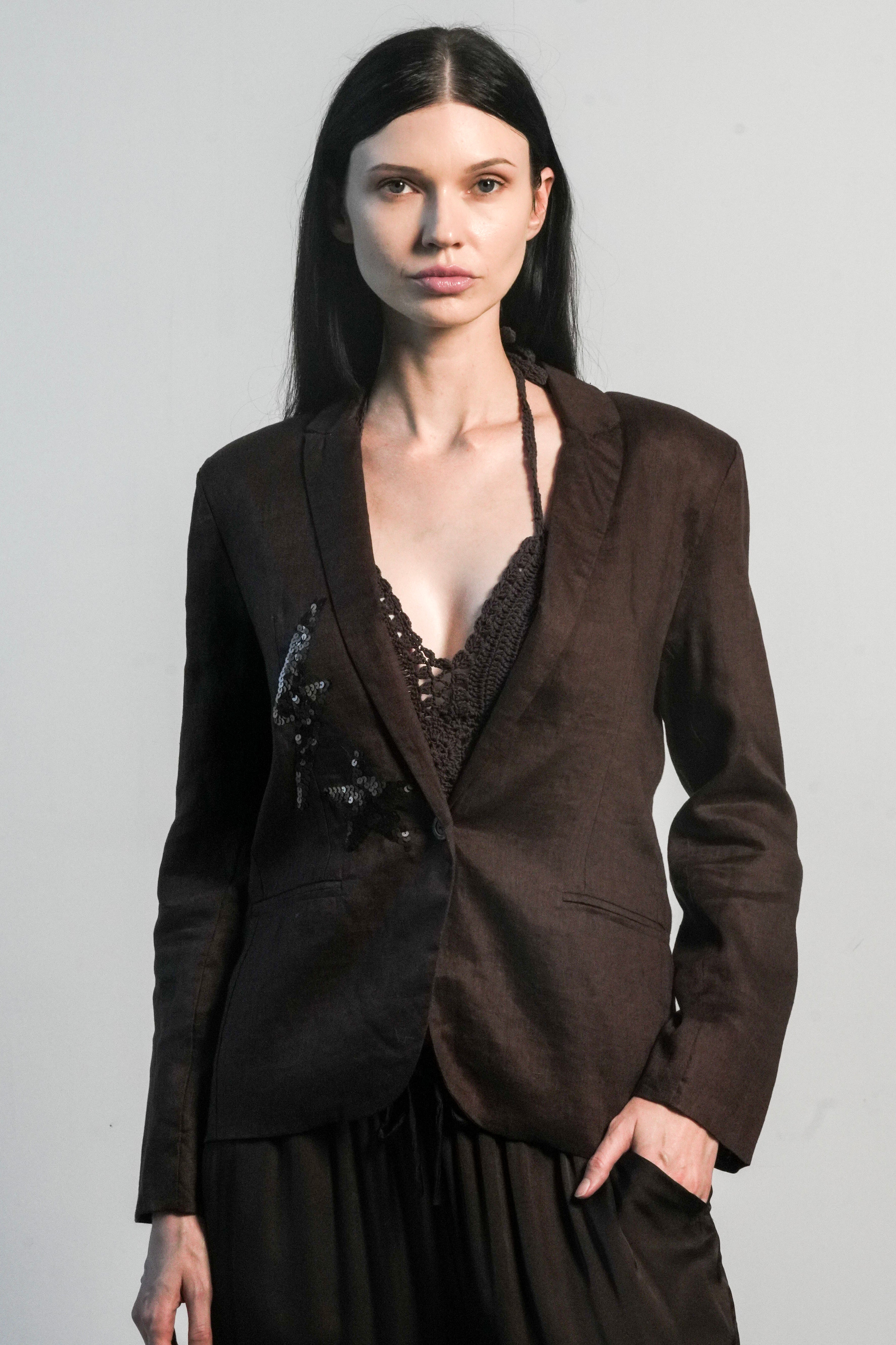 Paris Linen Jacket - Chocolate