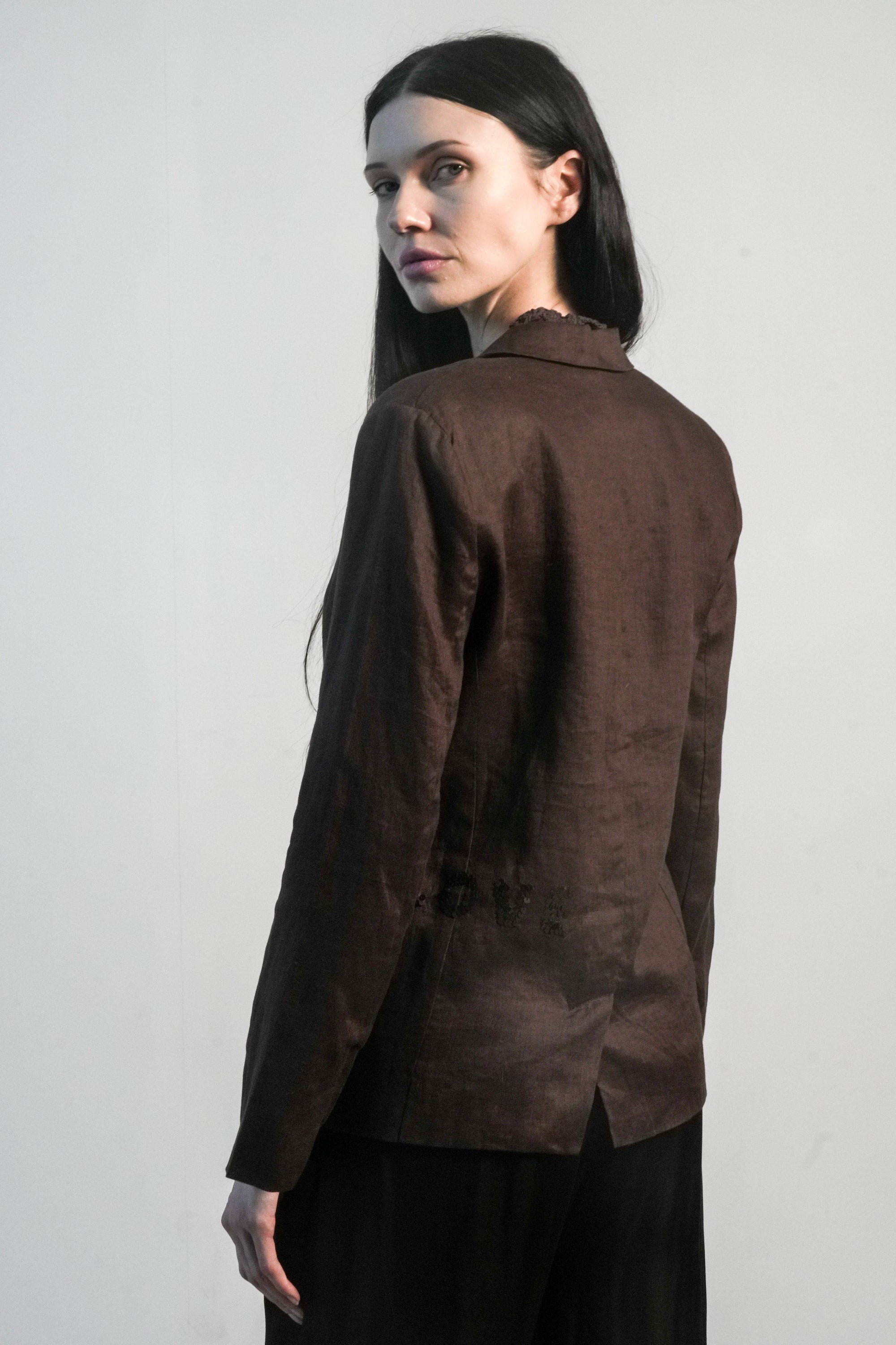 Paris Linen Jacket - Chocolate
