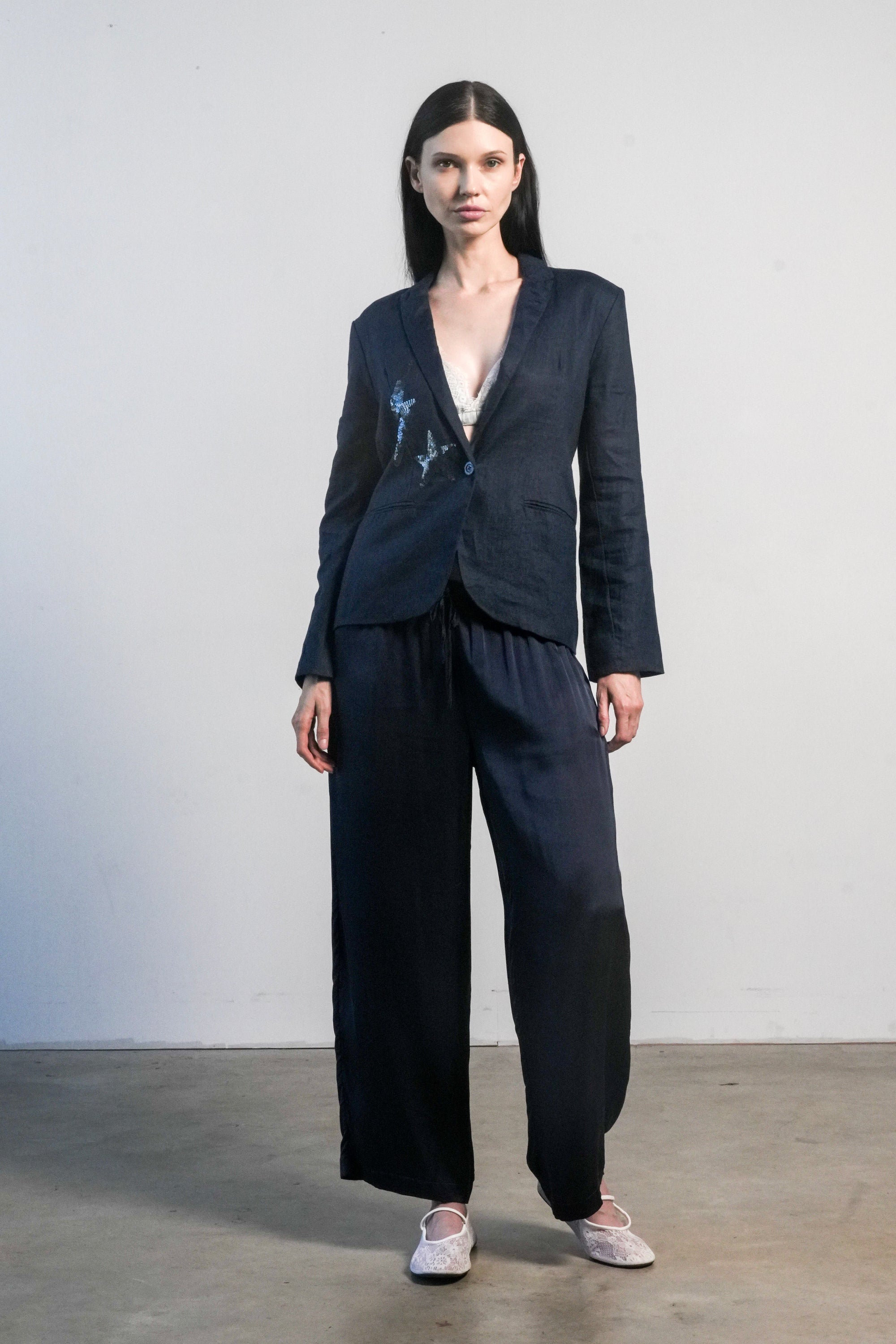 Paris Linen Jacket - Navy