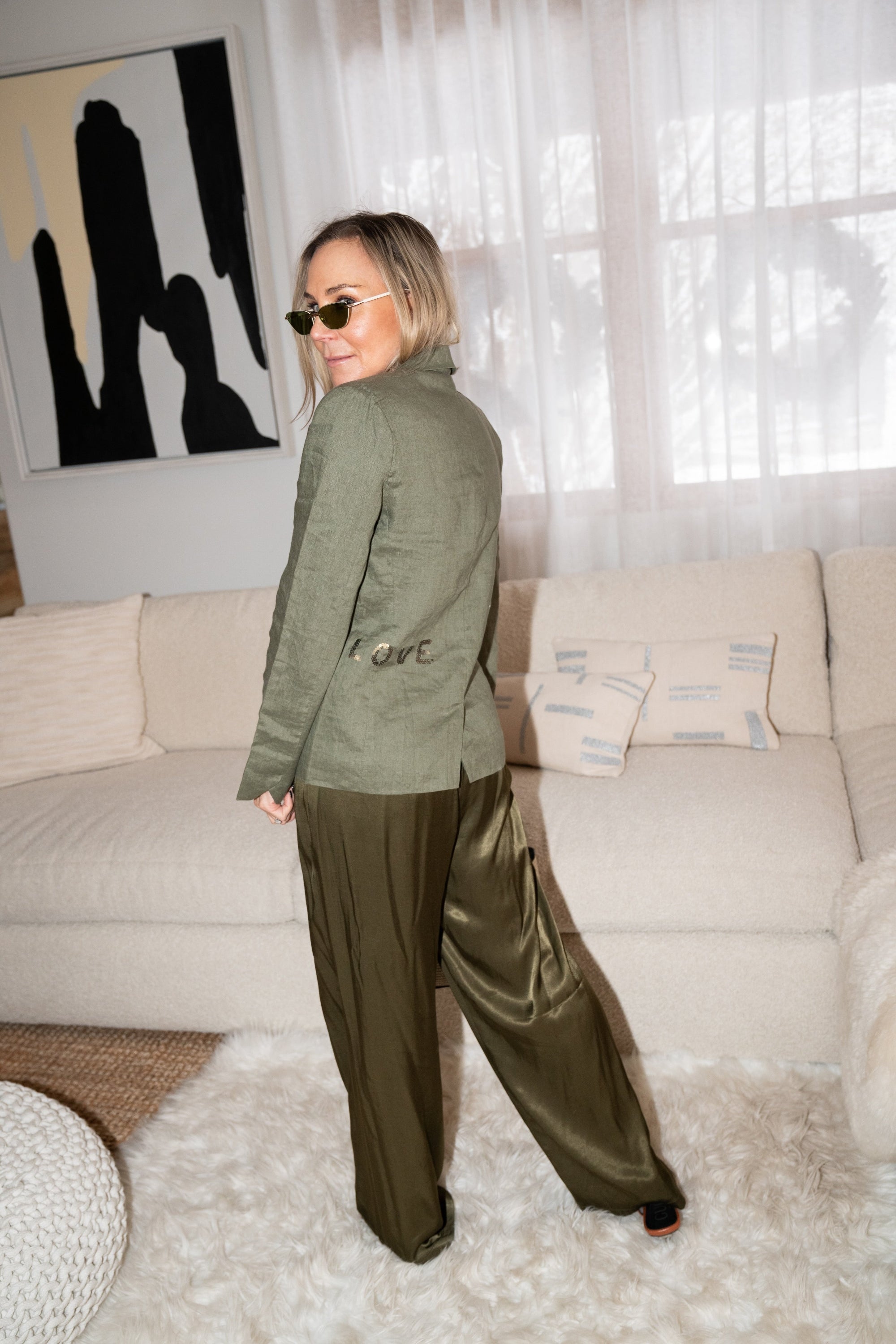 Paris Linen Jacket - Olive