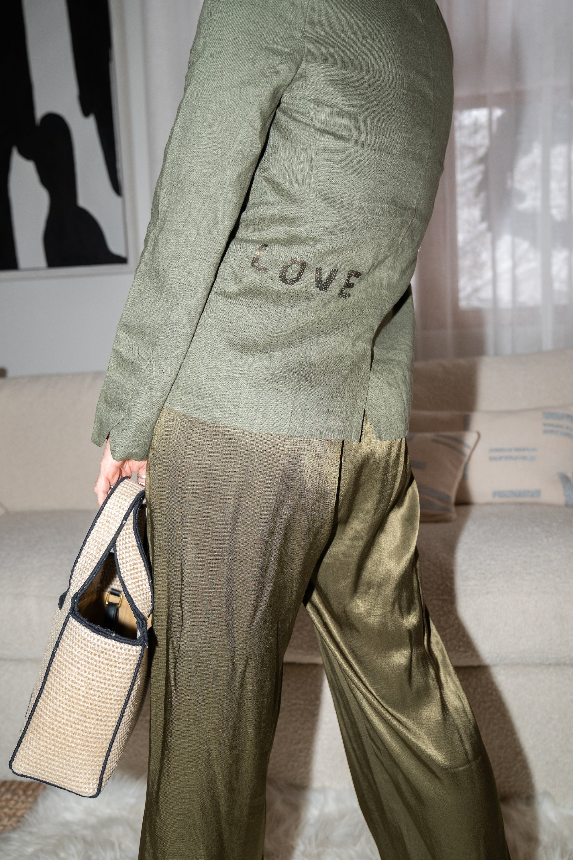 Paris Linen Jacket - Olive