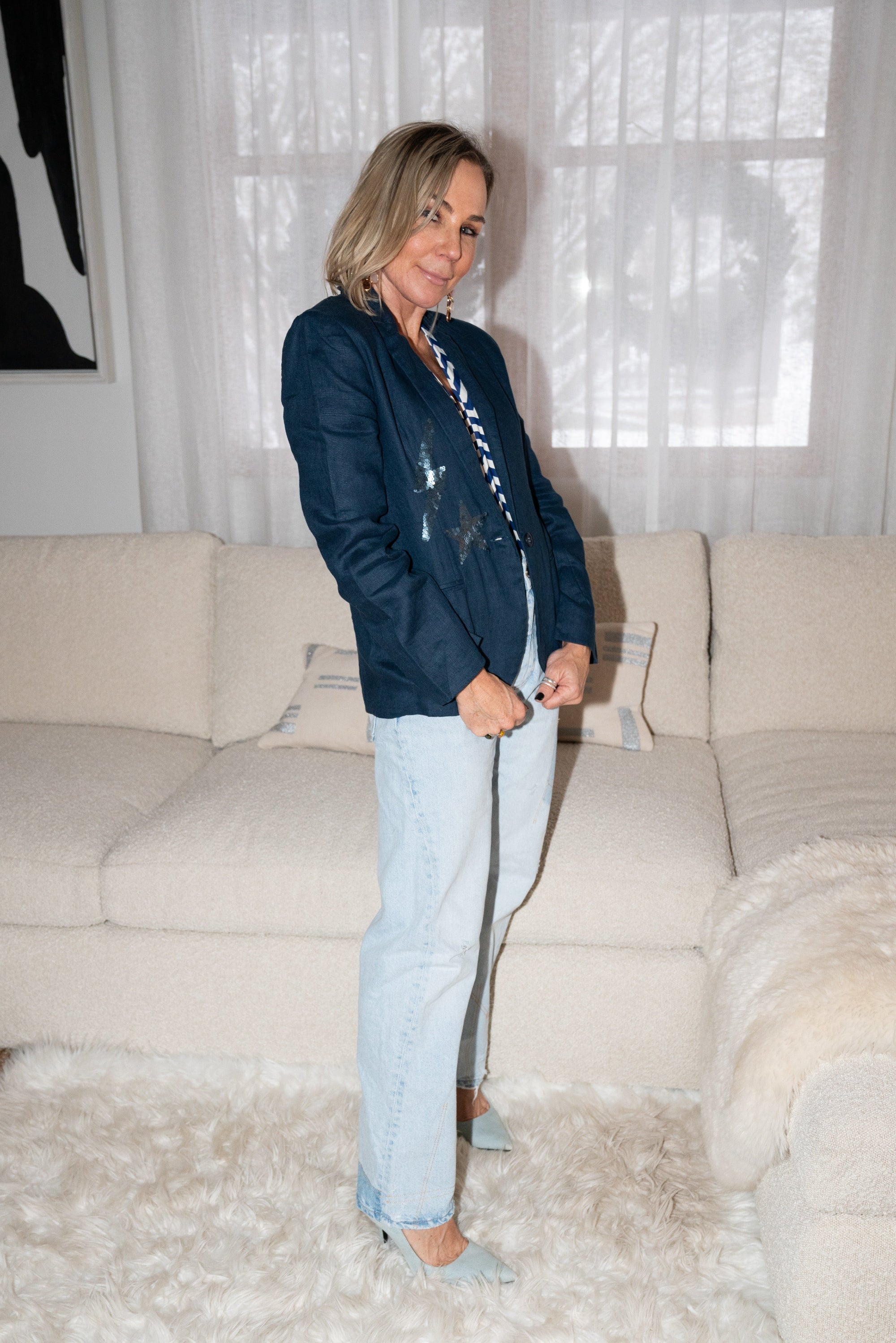 Paris Linen Jacket - Navy
