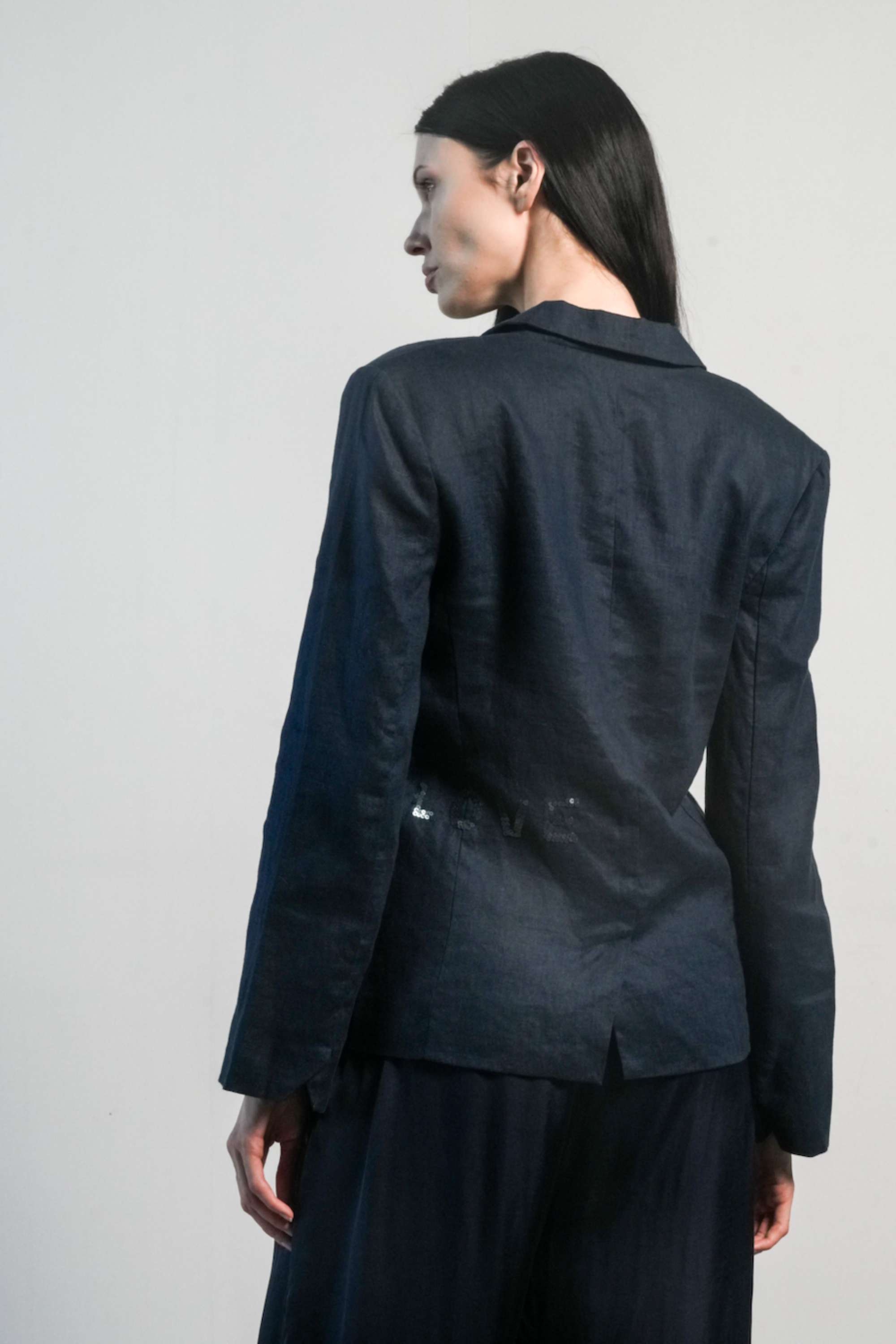 Paris Linen Jacket - Navy