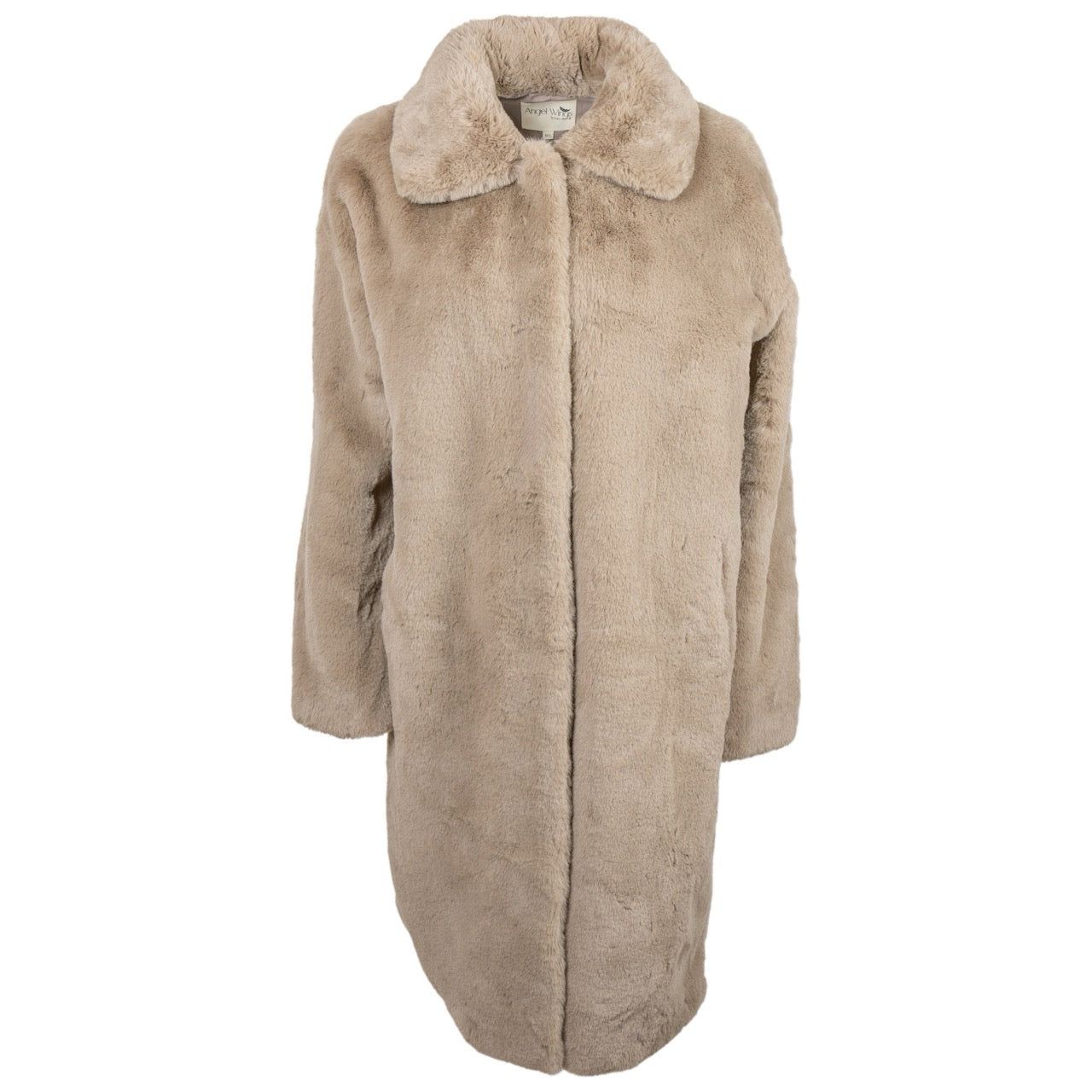 ront flat lay of Angel Wings by Lucy Mr Greys ROCK Jacket – elegant longline faux fur coat for women