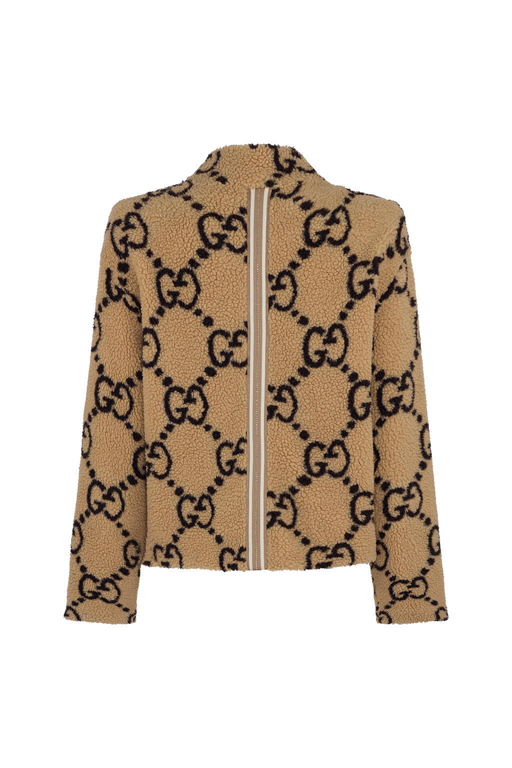 Maru Bomber in Beige by Angel Wings – back flat lay with full monogram print