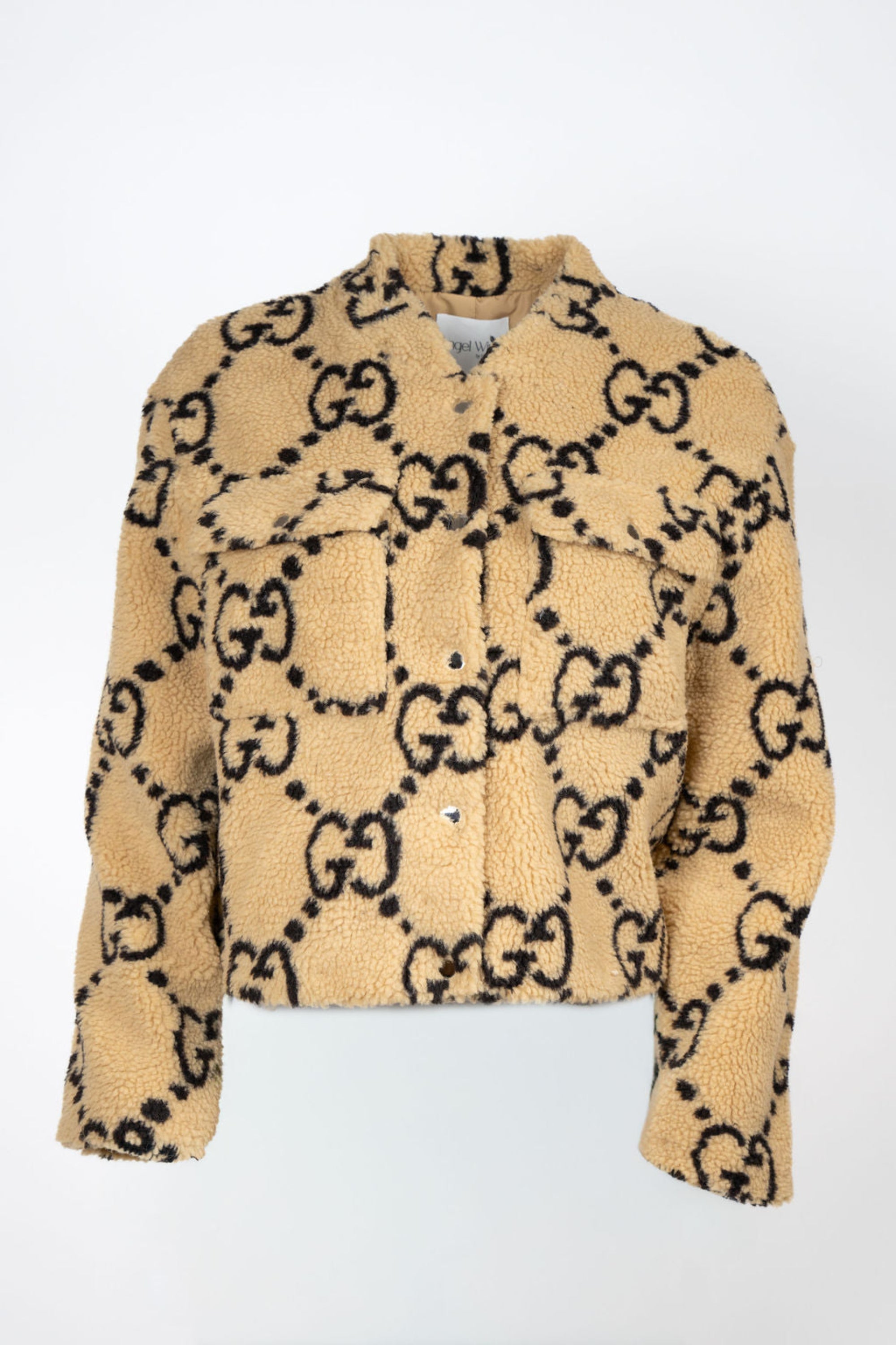 Angel Wings Maru Bomber in Beige – clean studio shot on hanger (front view)