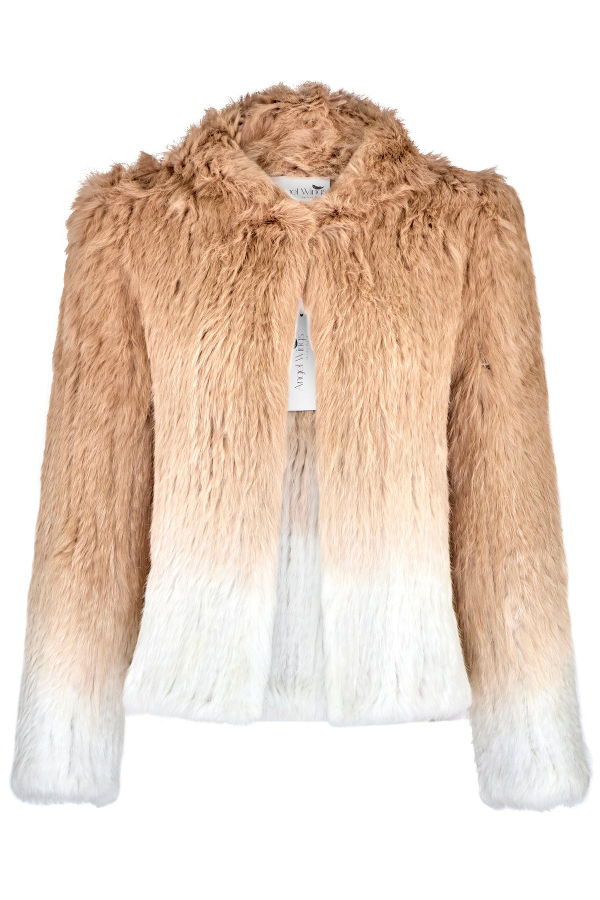 Rabbit Fur Crop – Beige Ombre