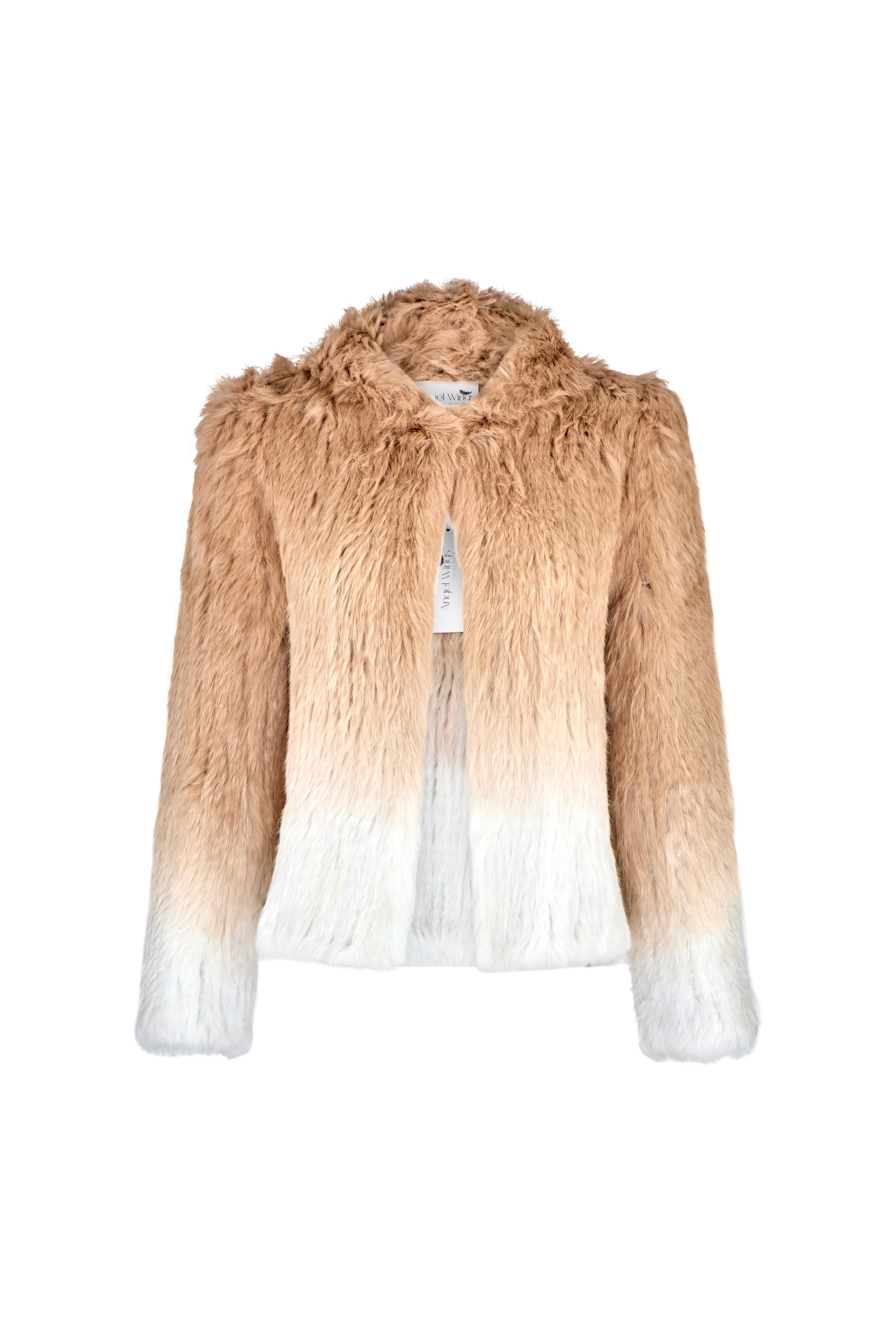 Rabbit Fur Crop – Beige Ombre