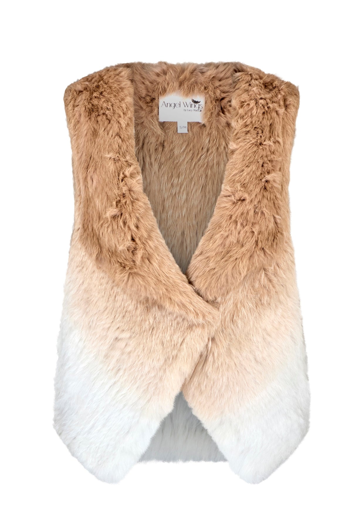 Rabbit Fur Vest – Beige Ombre