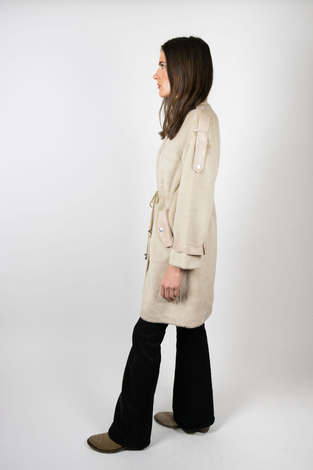 CHIEKO+ fur ball † ecru Ivory Soft Faux Fur Hook Closure Collared Jacket | Lime Lush Boutique